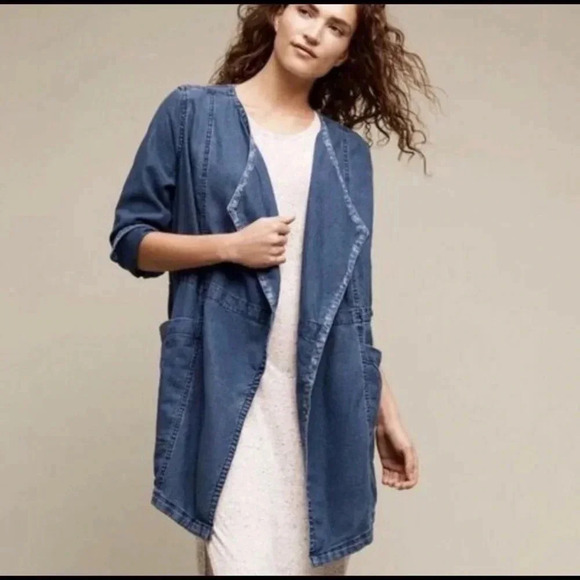 Anthropologie Hei Hei Denim Open Front Blazer Jacket Size XS - Picture 2 of 9